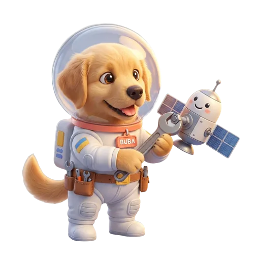 Buba, el perro astronauta, operando su consola